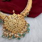 Jadau Kundan Short Neckline Necklace with Emerald Beads