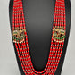 Jadau Kundan Elephant Pattern Long Coral Beads Necklace