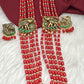 Jadau Kundan Elephant Pattern Long Coral Beads Necklace