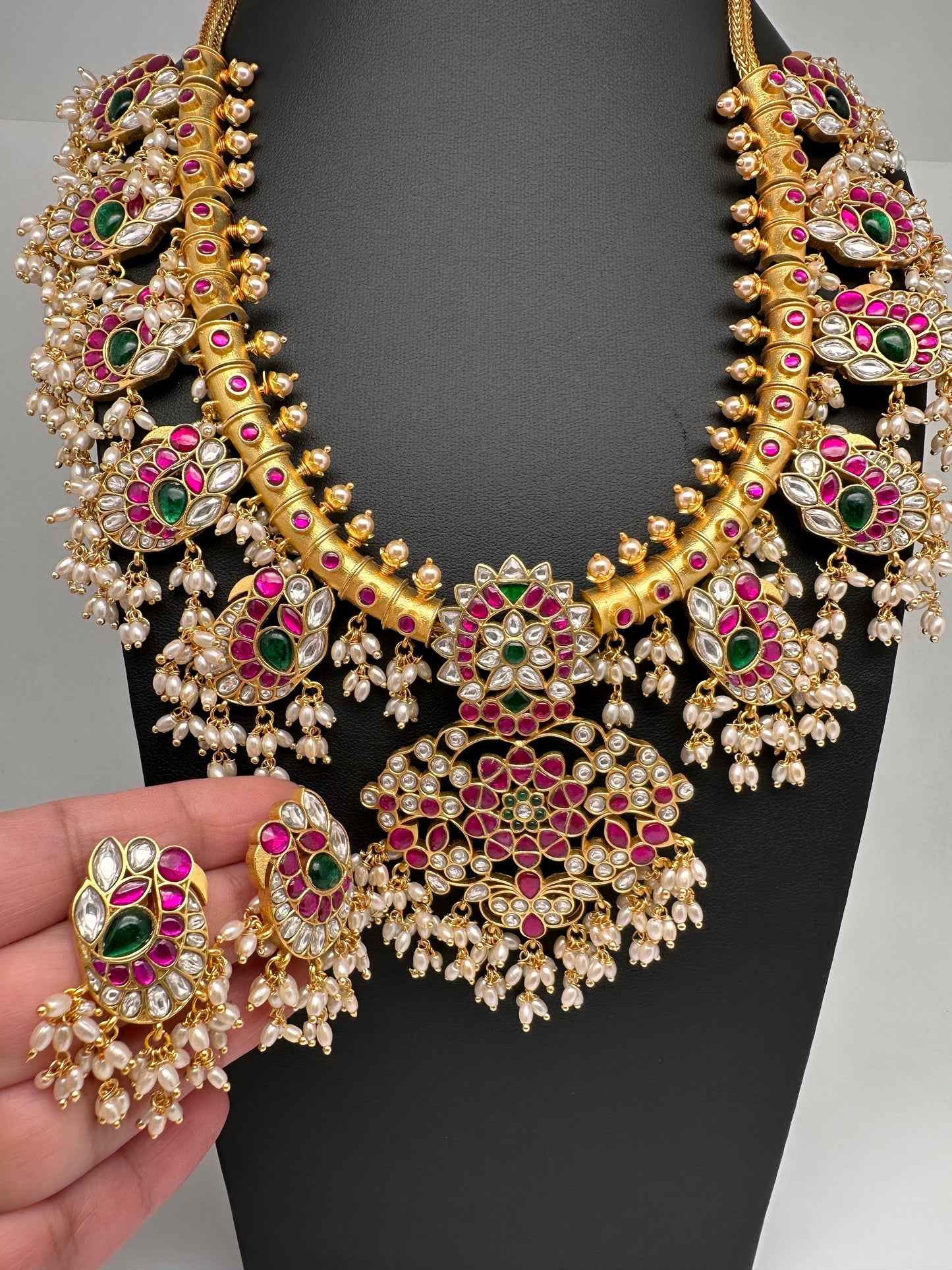 Jadau Kundan Rice Pearls Necklace