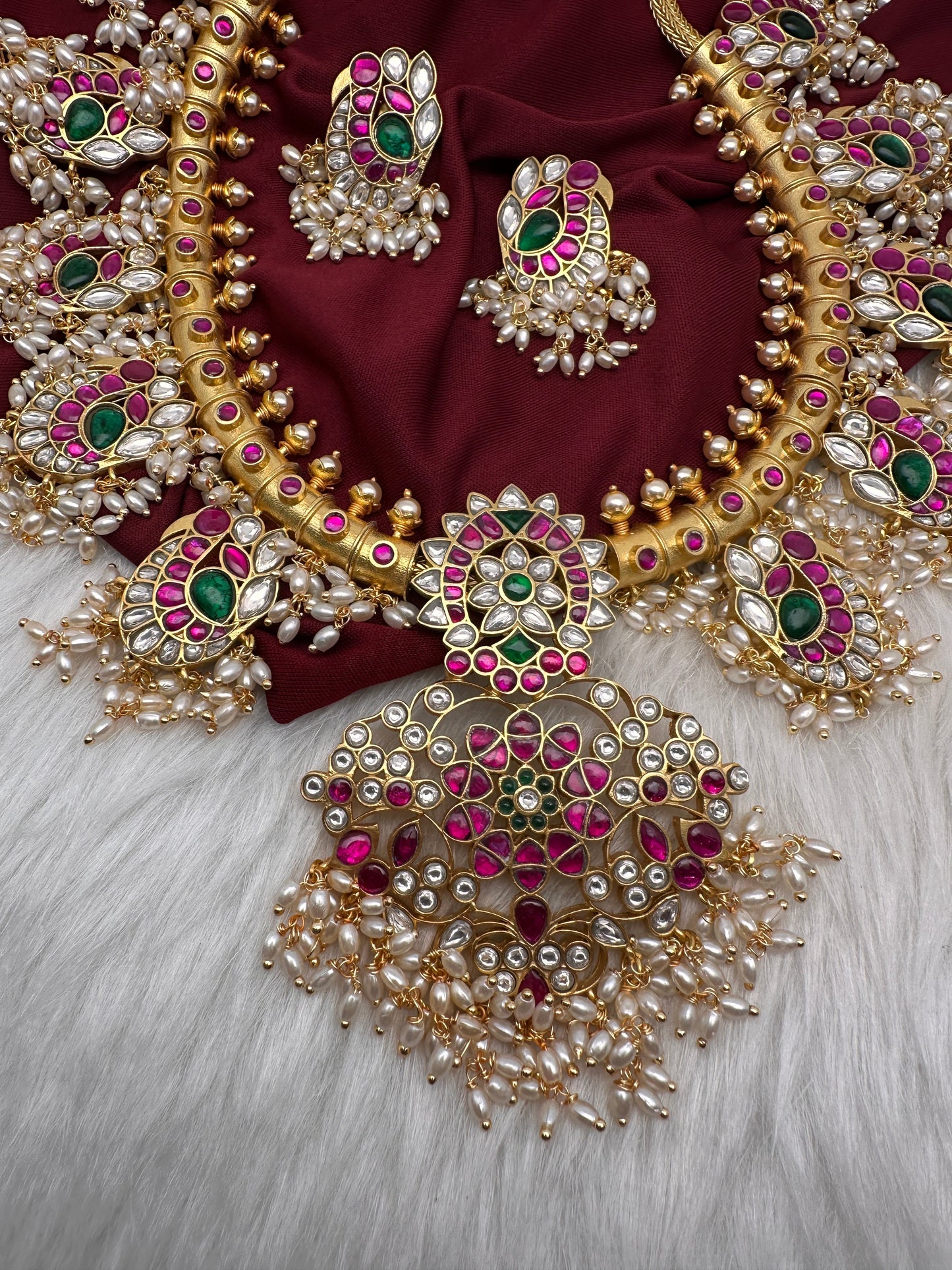 Jadau Kundan Rice Pearls Necklace