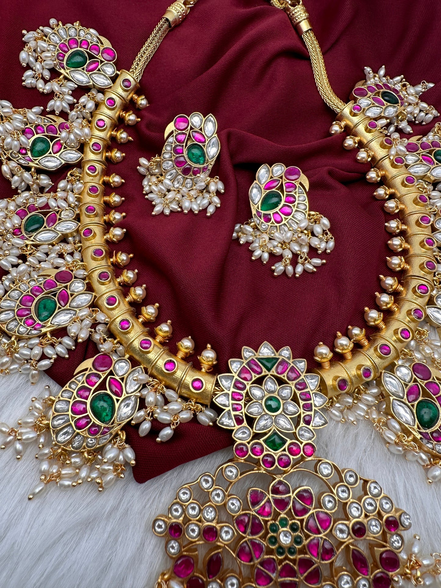 Jadau Kundan Rice Pearls Necklace