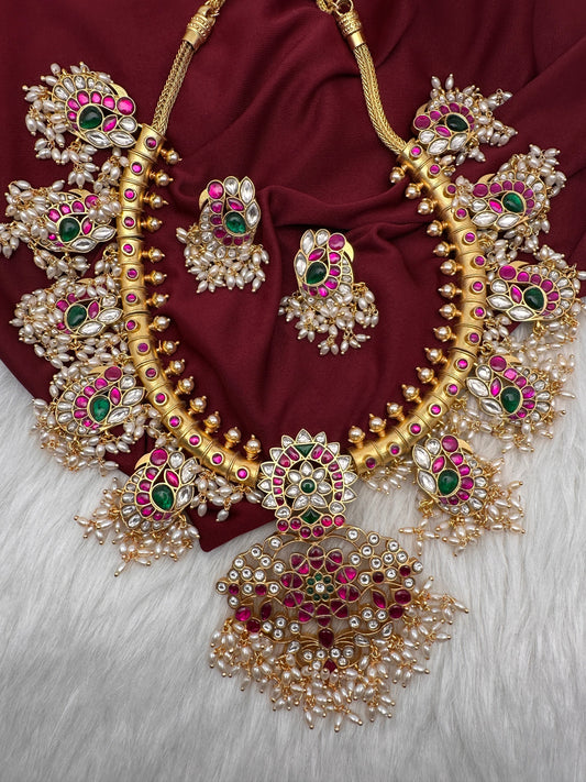Jadau Kundan Rice Pearls Necklace
