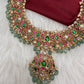 Jadau Kundan Neckline Necklace with Emerald Beads