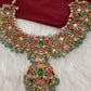Jadau Kundan Neckline Necklace with Emerald Beads