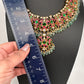 Jadau Kundan Neckline Necklace with Emerald Beads