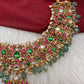 Jadau Kundan Neckline Necklace with Emerald Beads