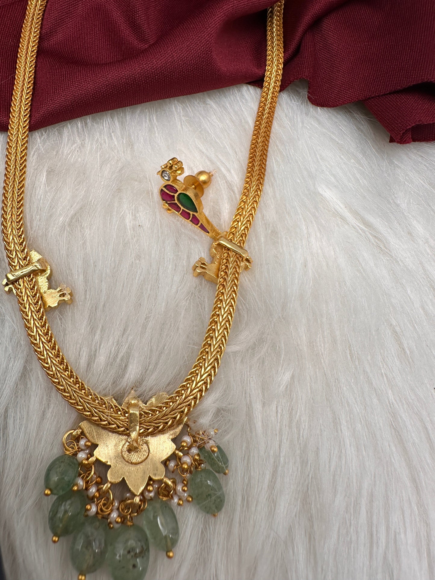 Jadau Kundan Lotus Bird Dainty Short Necklace