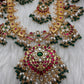 Jadau Kundan Pearls Green Beads Guttapusallu Necklace