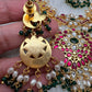 Jadau Kundan Pearls Green Beads Guttapusallu Necklace