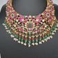 Jadau Kundan Pearls Green Beads Neckline Necklace