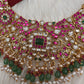 Jadau Kundan Pearls Green Beads Neckline Necklace