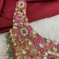 Jadau Kundan Pearls Green Beads Neckline Necklace