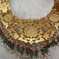 Jadau Kundan Pearls Green Beads Neckline Necklace