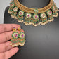 Jadau Kundan Green Jalebi Pearls Green Beads Neckline Necklace