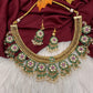 Jadau Kundan Green Jalebi Pearls Green Beads Neckline Necklace