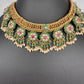 Jadau Kundan Green Jalebi Pearls Green Beads Neckline Necklace
