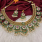 Jadau Kundan Green Jalebi Pearls Green Beads Neckline Necklace