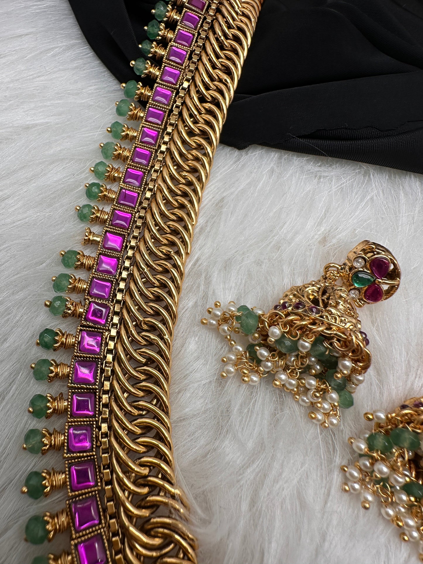 Jadau Kundan Jalebi Necklace with Jhumkas
