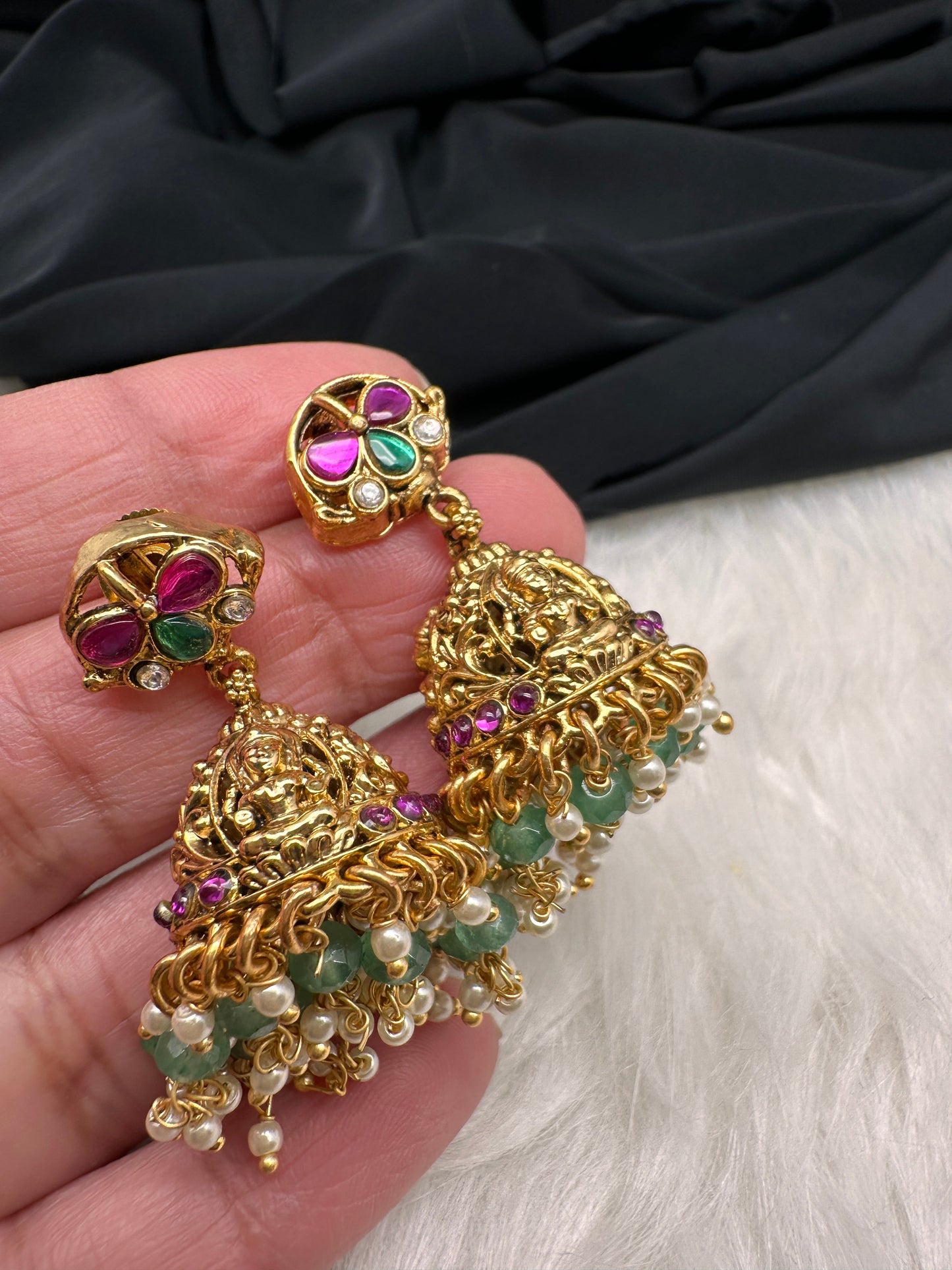 Jadau Kundan Jalebi Necklace with Jhumkas