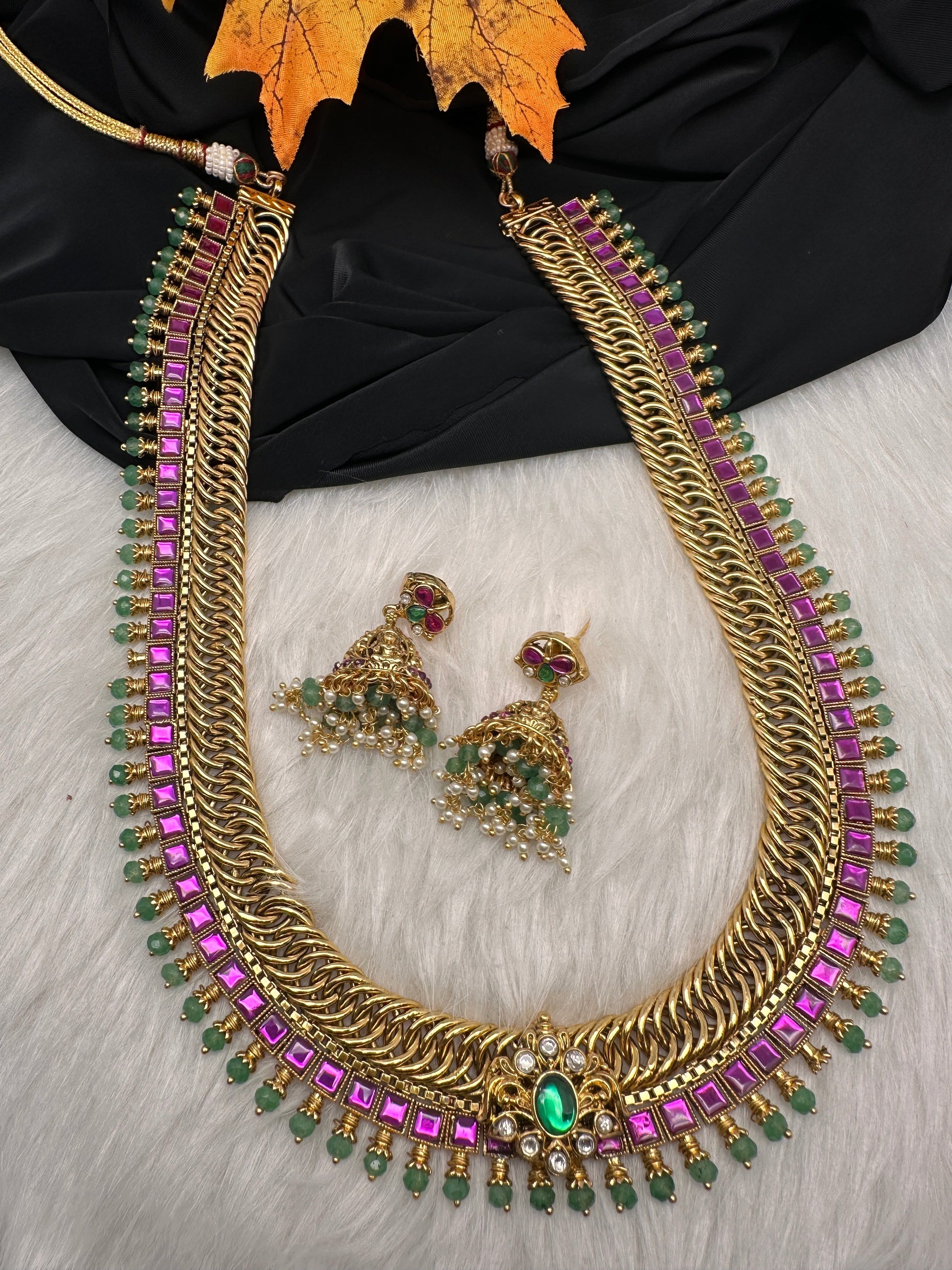 Jadau Kundan Jalebi Necklace with Jhumkas
