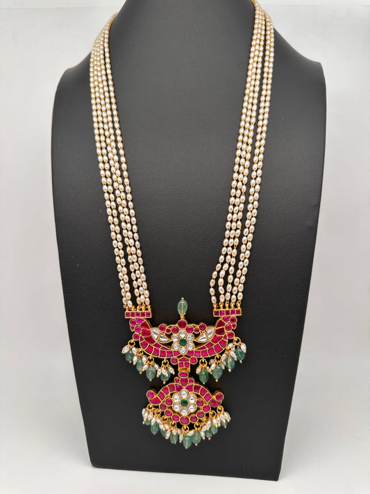 Jadau Kundan Rice Pearls Long Necklace