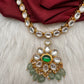 Jadau Kundan Green Potta Stones Short Necklace