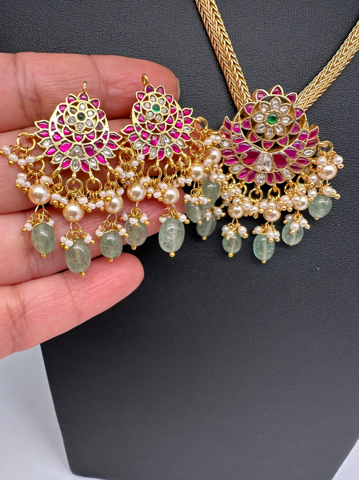 Dainty  Jadau Kundan Chain Necklace