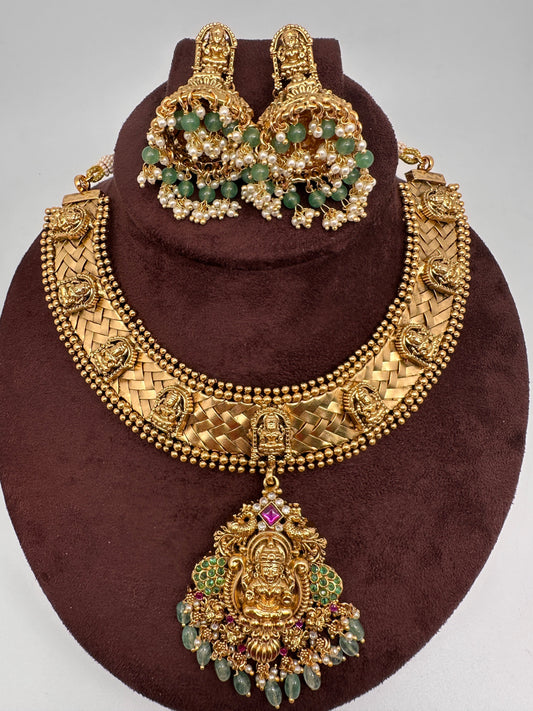 Jadau Kundan Goddess Lakshmi Statement Necklace