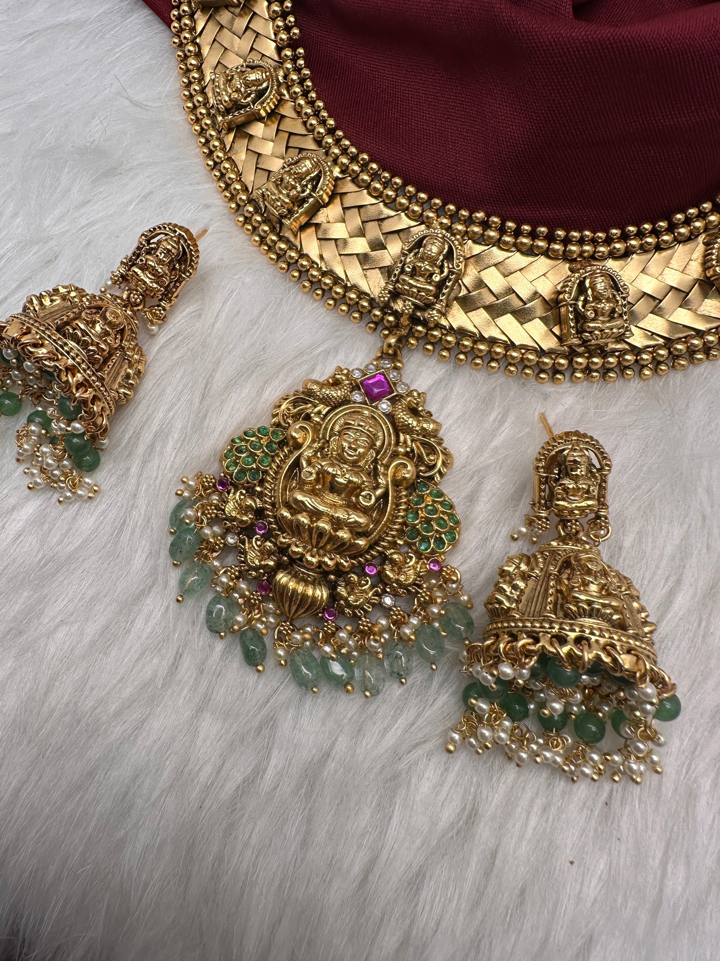 Jadau Kundan Goddess Lakshmi Statement Necklace