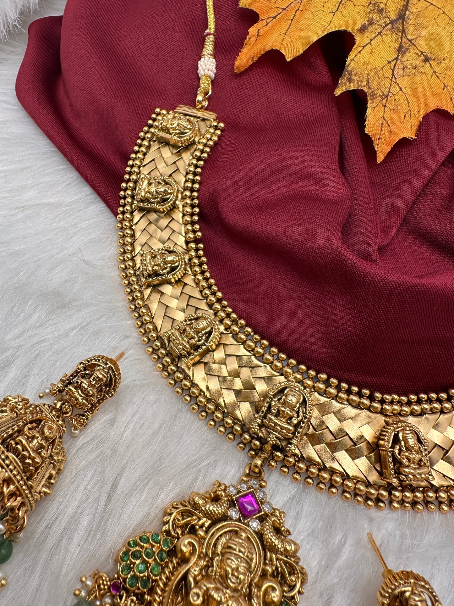 Jadau Kundan Goddess Lakshmi Statement Necklace