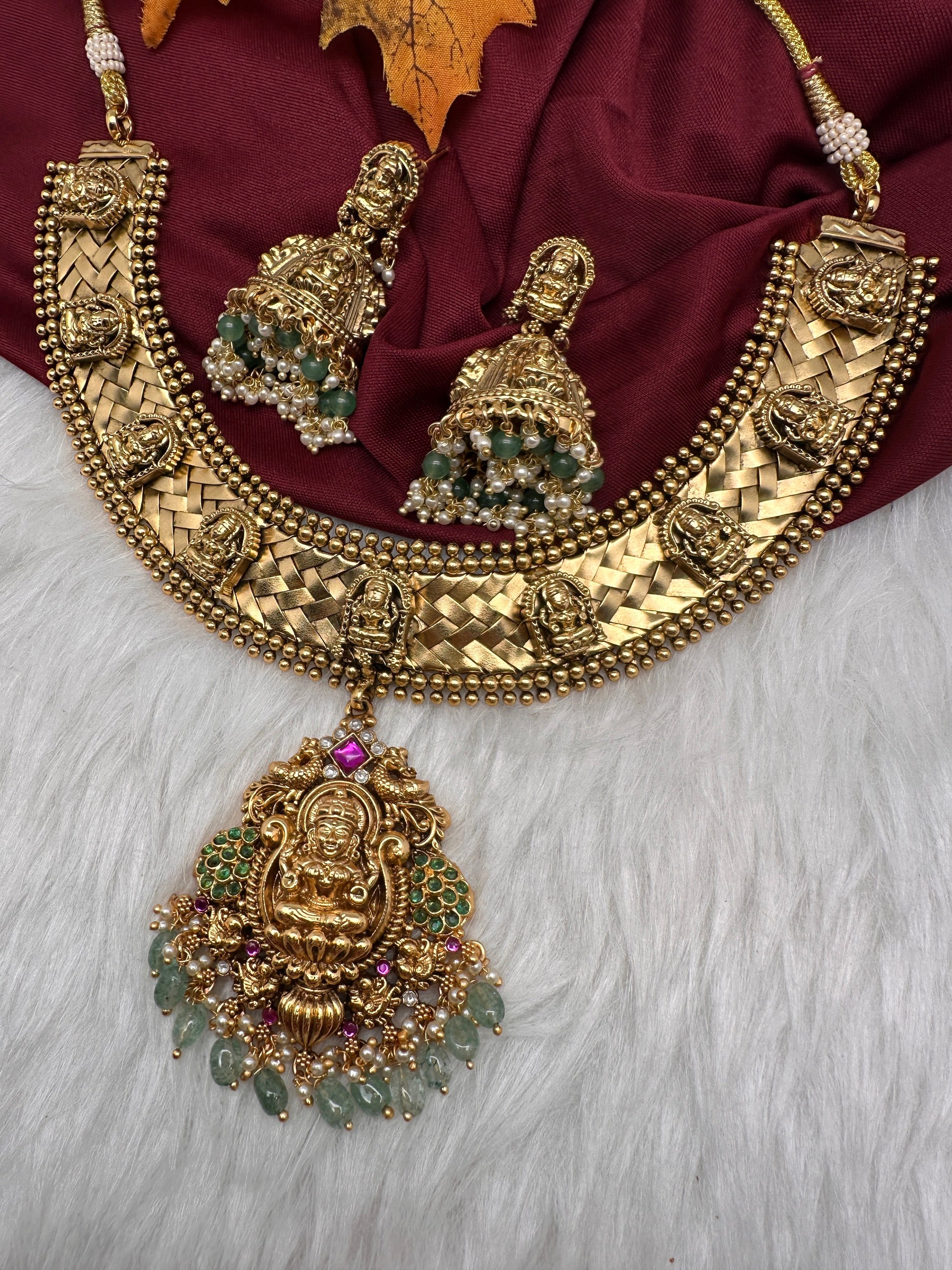 Jadau Kundan Goddess Lakshmi Statement Necklace