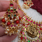 Coral Rice Pearls Jadau Kundan Goddess Lakshmi Guttapusalu Necklace