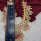 Rice Pearls Jadau Kundan Mid length Guttapusalu Necklace