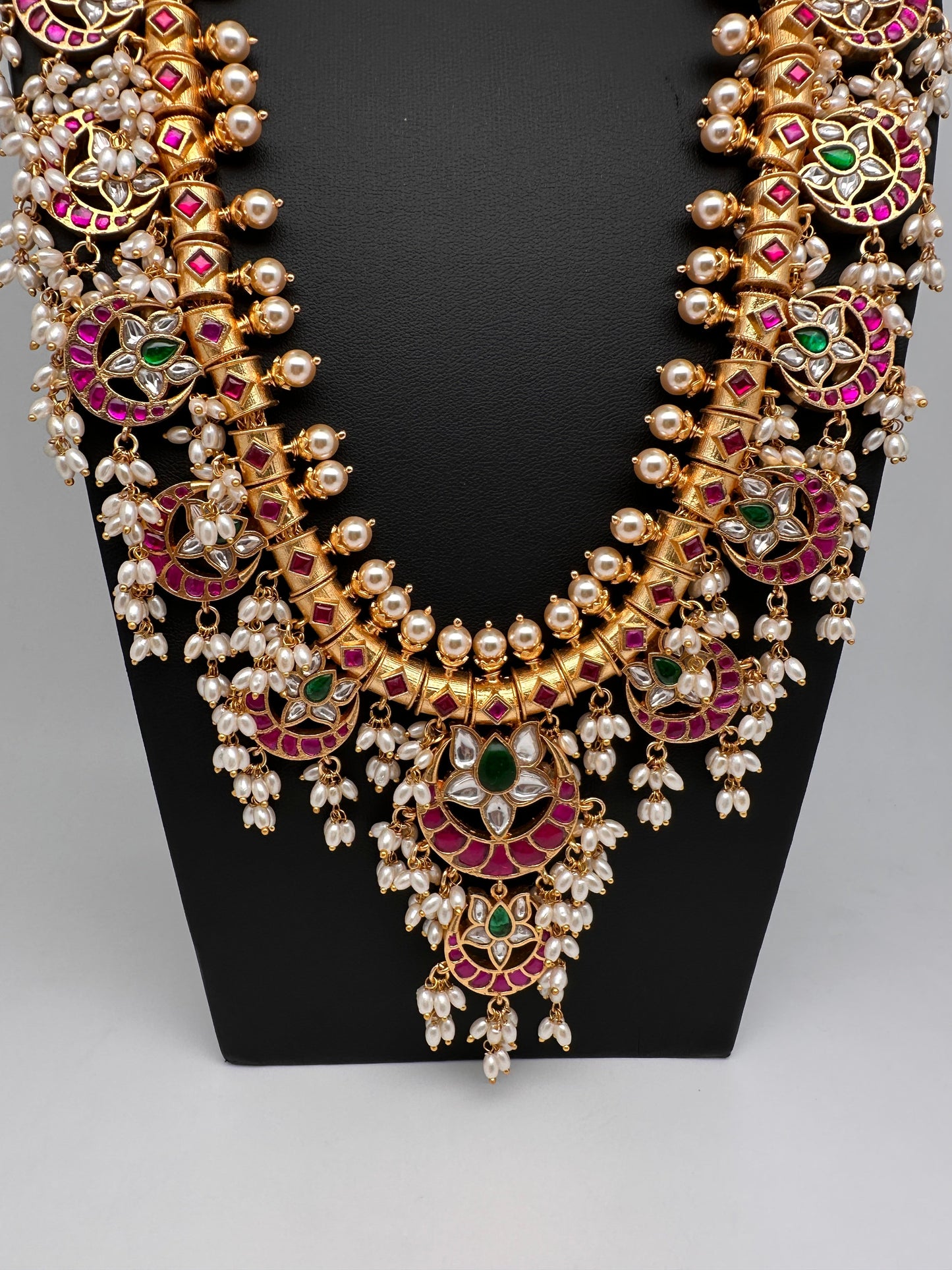 Rice Pearls Jadau Kundan Long Guttapusalu Necklace