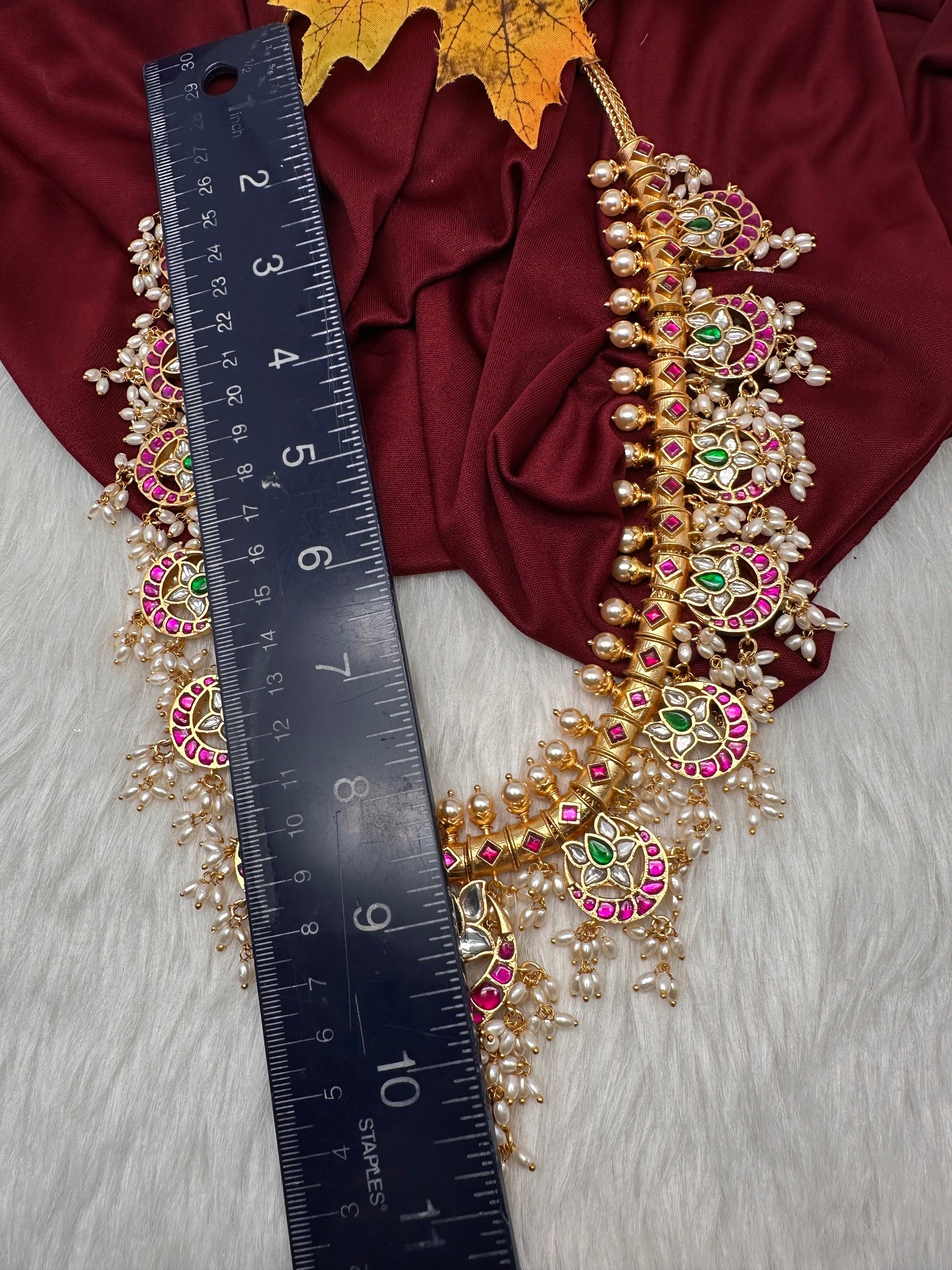 Rice Pearls Jadau Kundan Long Guttapusalu Necklace