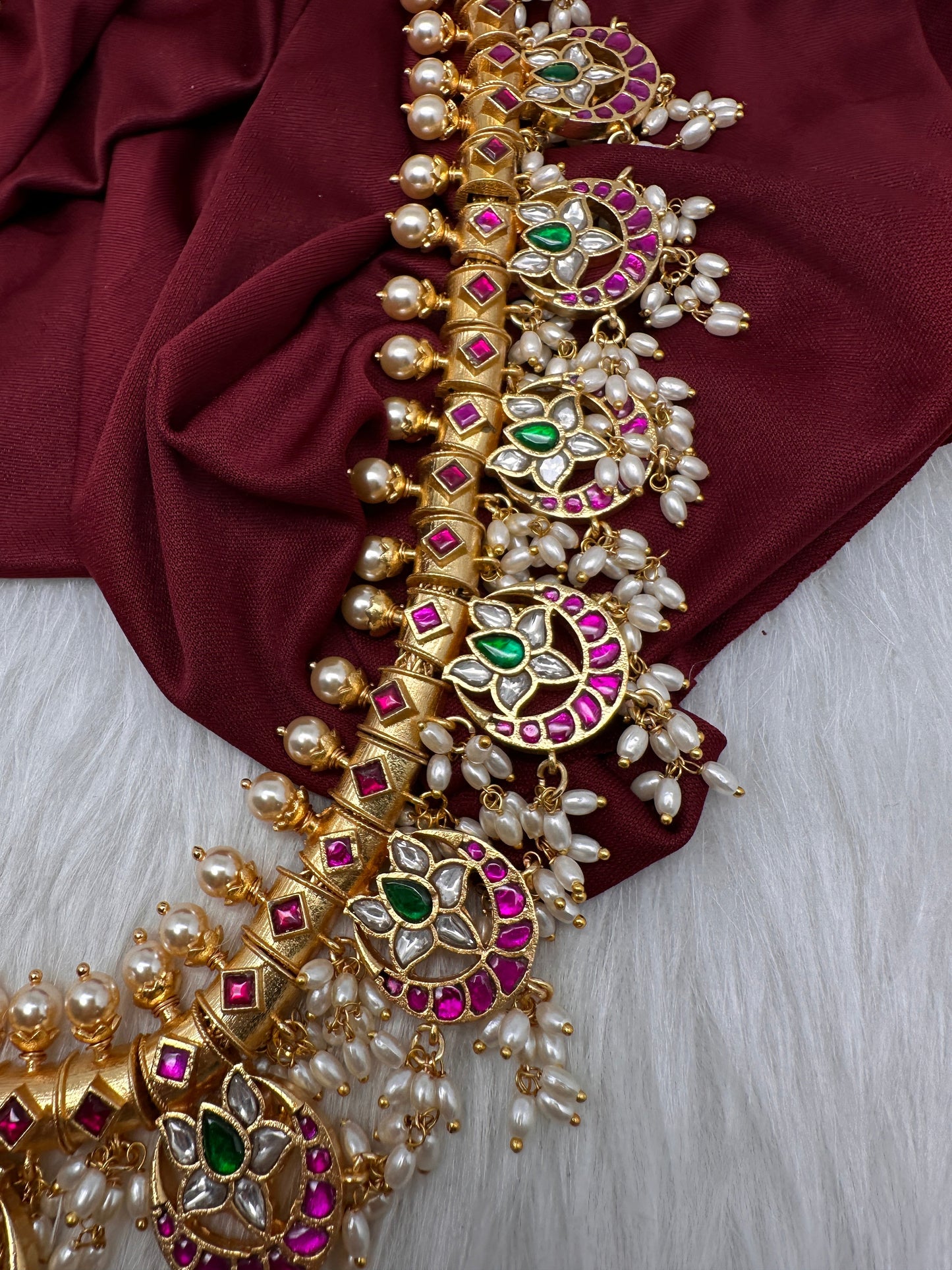 Rice Pearls Jadau Kundan Long Guttapusalu Necklace