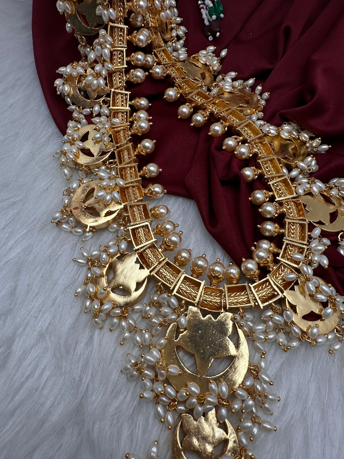 Rice Pearls Jadau Kundan Long Guttapusalu Necklace