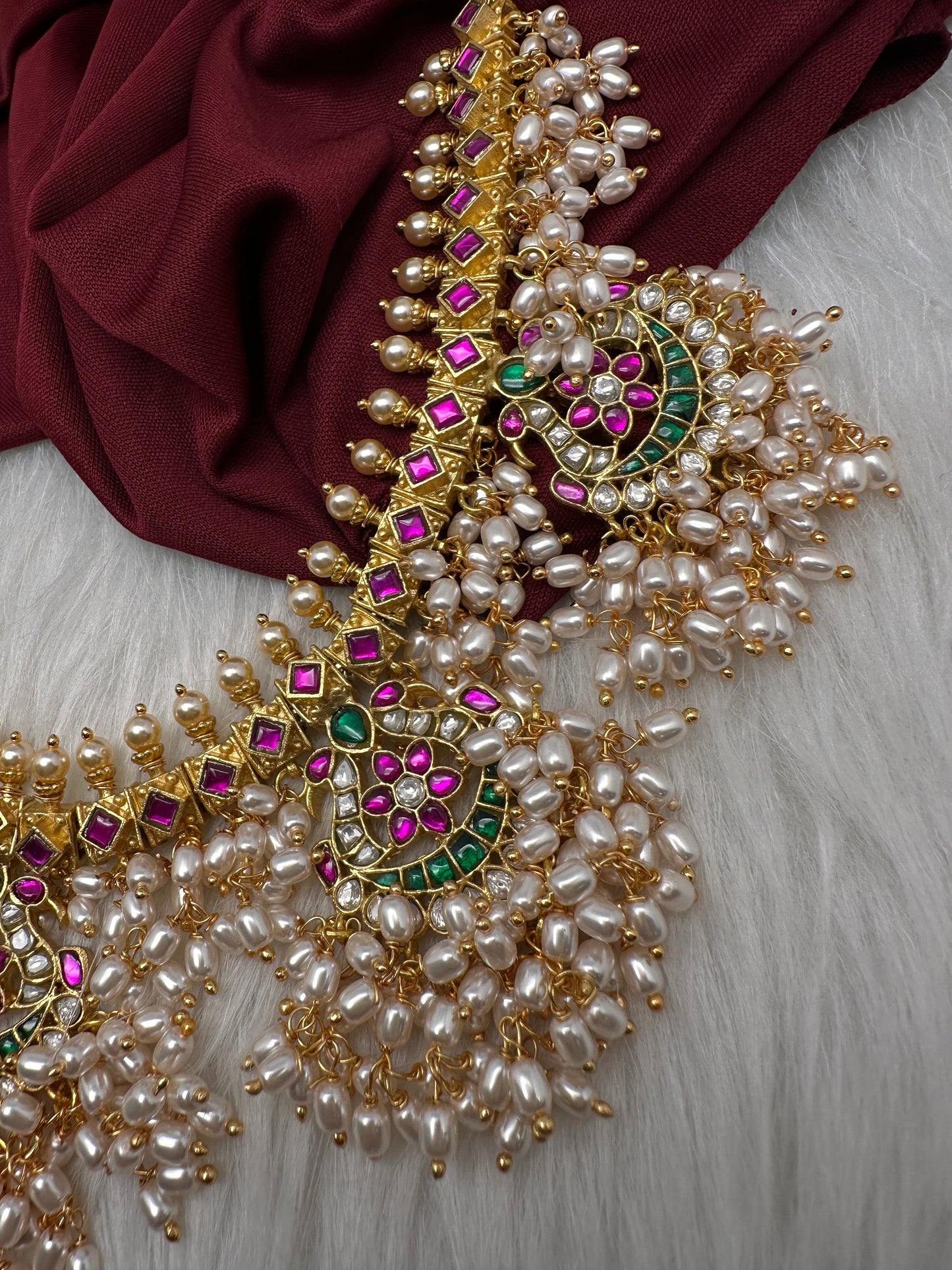 Rice Pearls Jadau Kundan Short Guttapusalu Necklace