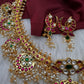 Rice Pearls Jadau Kundan Mid Length Guttapusalu Necklace