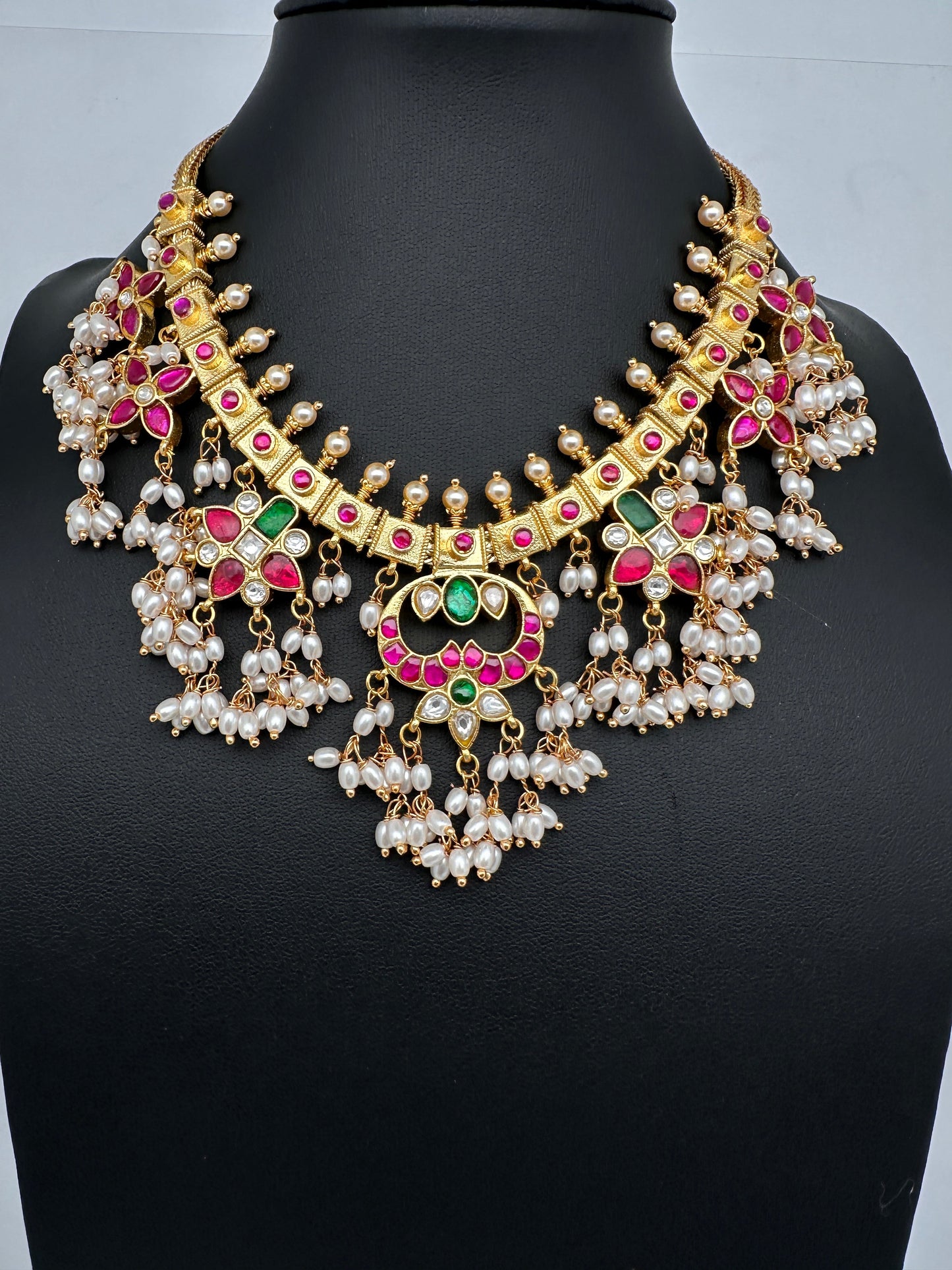 Rice Pearls Jadau Kundan Short Necklace