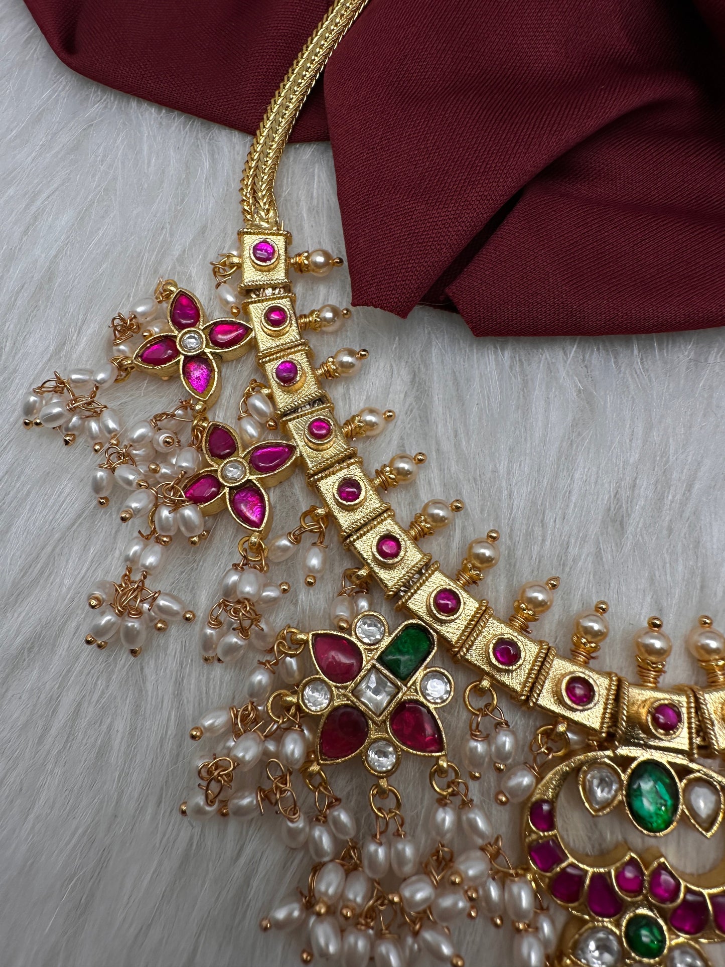 Rice Pearls Jadau Kundan Short Necklace