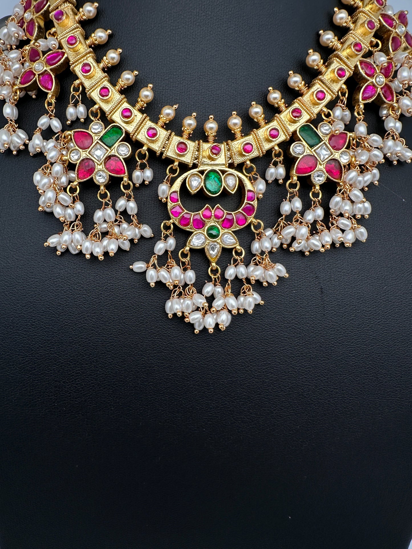 Rice Pearls Jadau Kundan Short Necklace