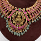 Goddess Lakshmi Broad Neckline Jadau Kundan Short Necklace