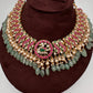 Peacock Broad Neckline Jadau Kundan Short Necklace