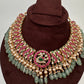Peacock Broad Neckline Jadau Kundan Short Necklace