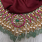 Peacock Broad Neckline Jadau Kundan Short Necklace