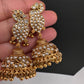 Peacock White Jadau Kundan Short Necklace with Jhumkas