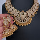Peacock White Jadau Kundan Short Necklace with Jhumkas