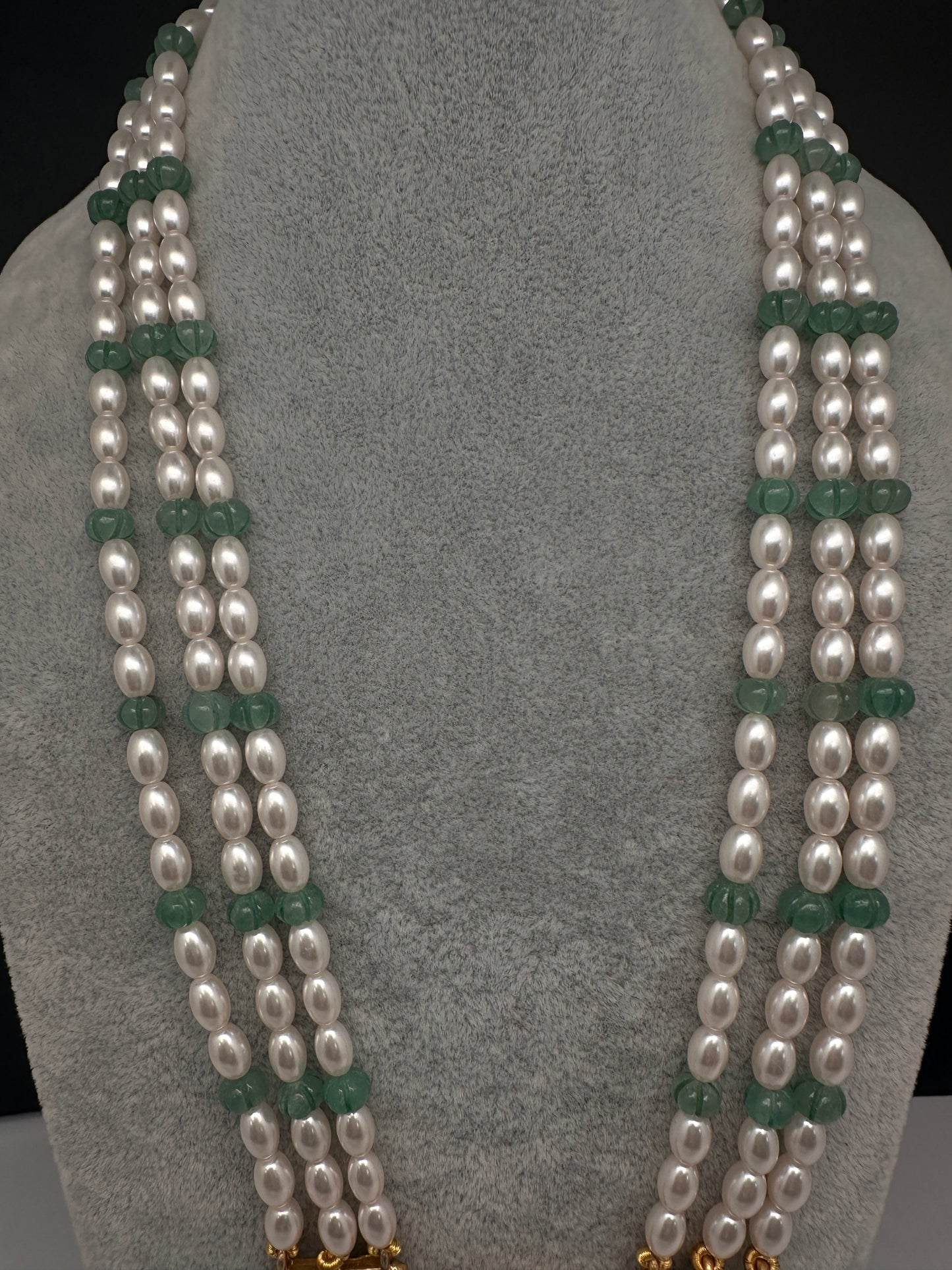 Goddess Lakshmi Jadau Kundan Rani Haar Pearls Necklace - 